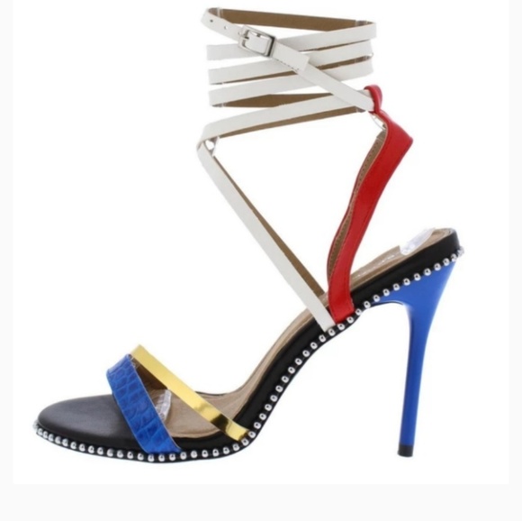 🎈🎈HOST PICK🎈🎈Red Multi Color Open Toe Strappy Stiletto Heels - Picture 3 of 5